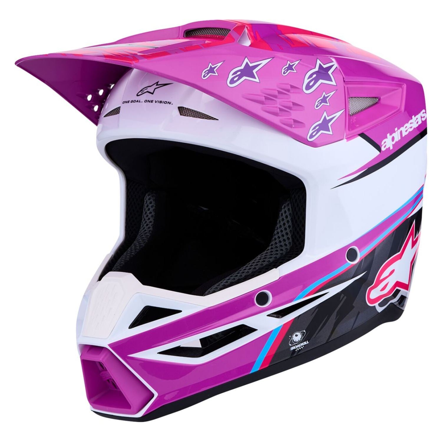 Alpinestars 2027 S-M3 Youth Falcon MX Helmet Purple White Black Pink